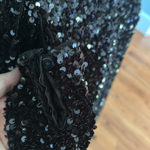 H&M Black Sequin Women H&M Puff Sleeved Black Sequin Dress size XS - Picture 7 of 8